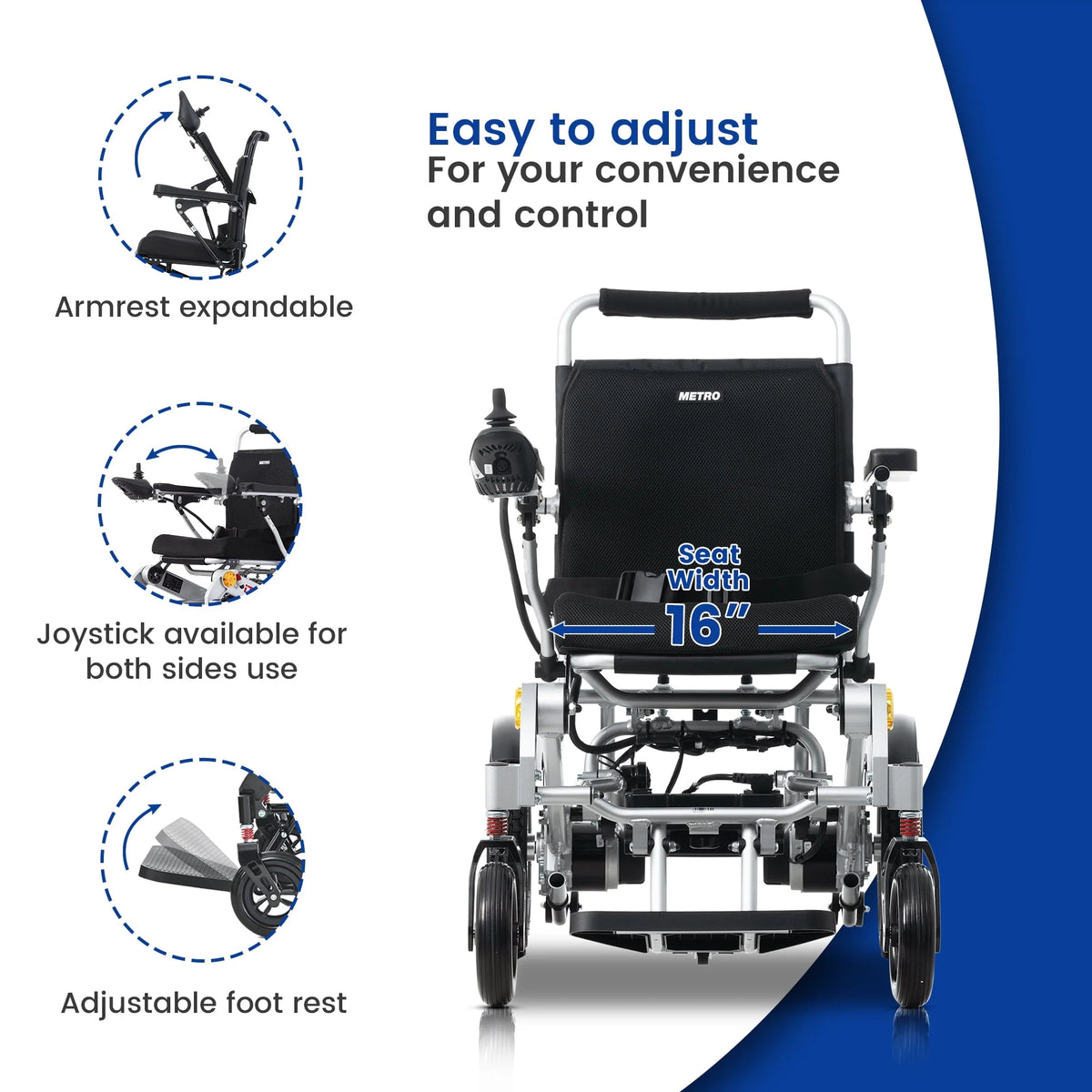 Folding Electric Wheelchair with Memory Gel Seat Cushion Q6651