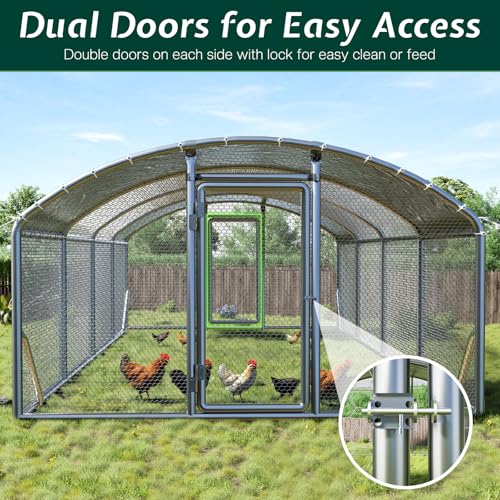 9x25.3x6.4 FT Walk-in Chicken Coop with PE Cover Z5923