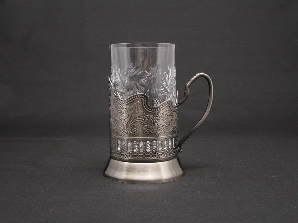 Tempered Glass Tea Set 8.5 oz with Metal Holder E5986