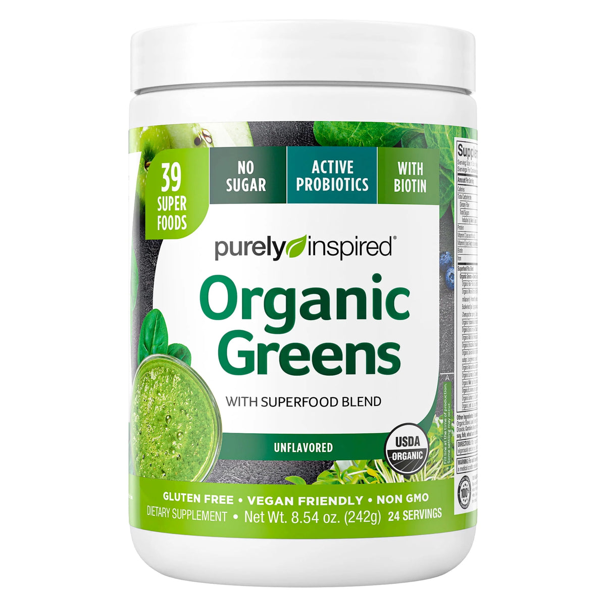 Organic Greens Superfood Powder, Unflavored, 8.57 oz F10188