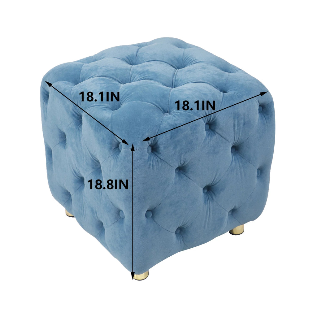 Velvet Tufted Square Ottoman S899