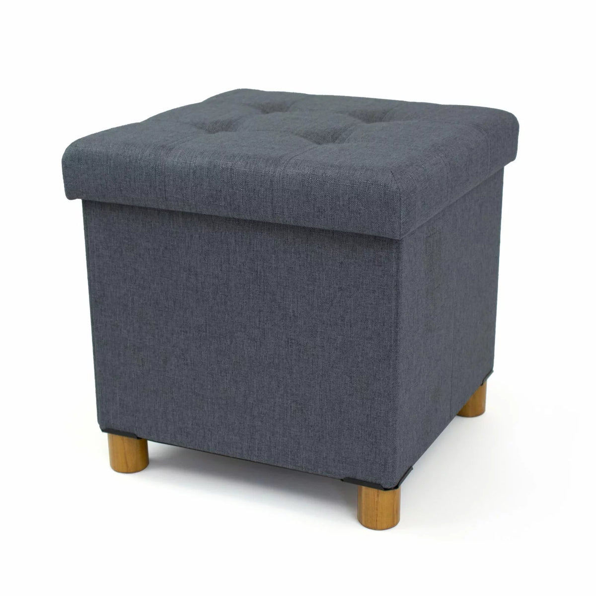 Dark Grey Collapsible Cube Storage Ottoman Foot Stool with Tray X9782