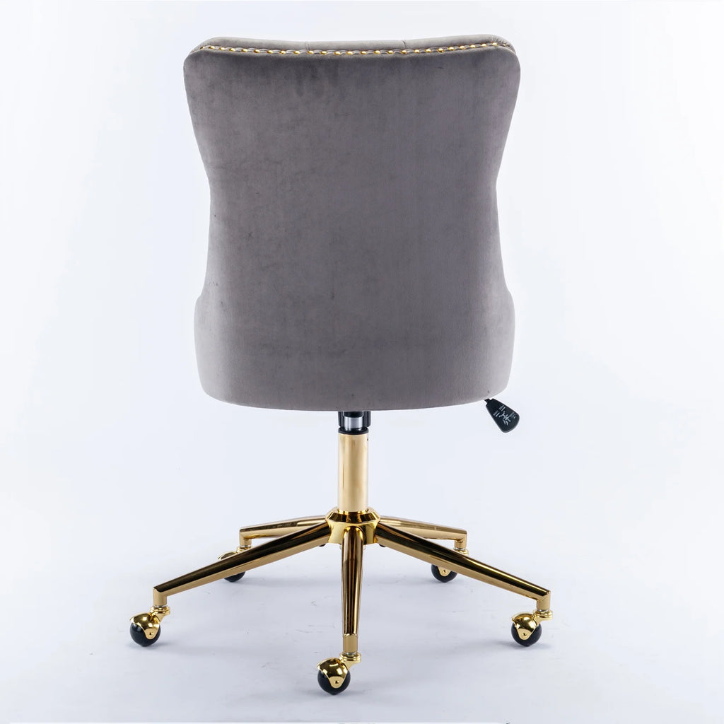 Velvet Upholstered Tufted Office Chair with Golden Metal Base C319