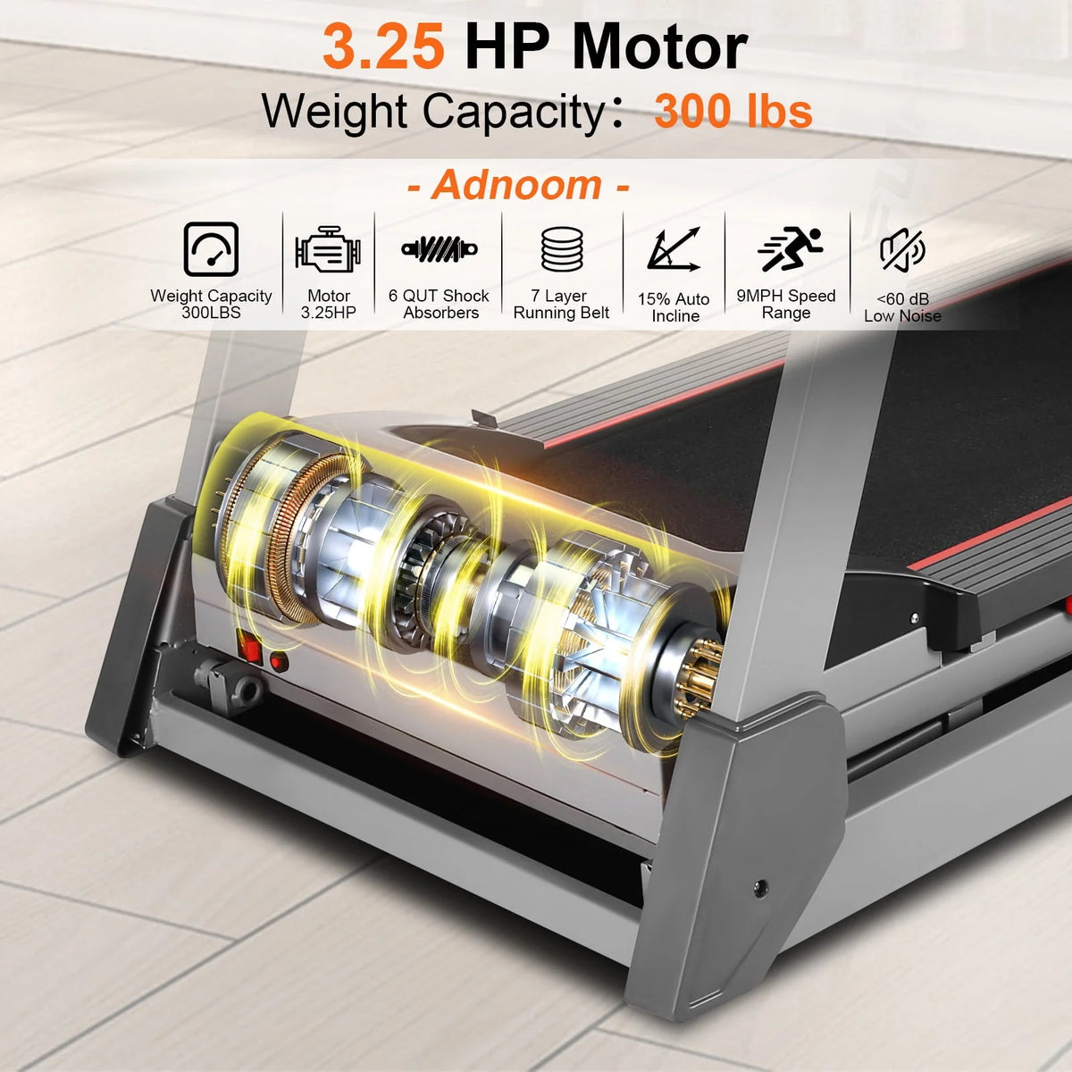Electric Treadmill with 15-Level Auto Incline H854