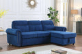 Blue Velvet Reversible Sleeper Sectional Sofa Chaise R396