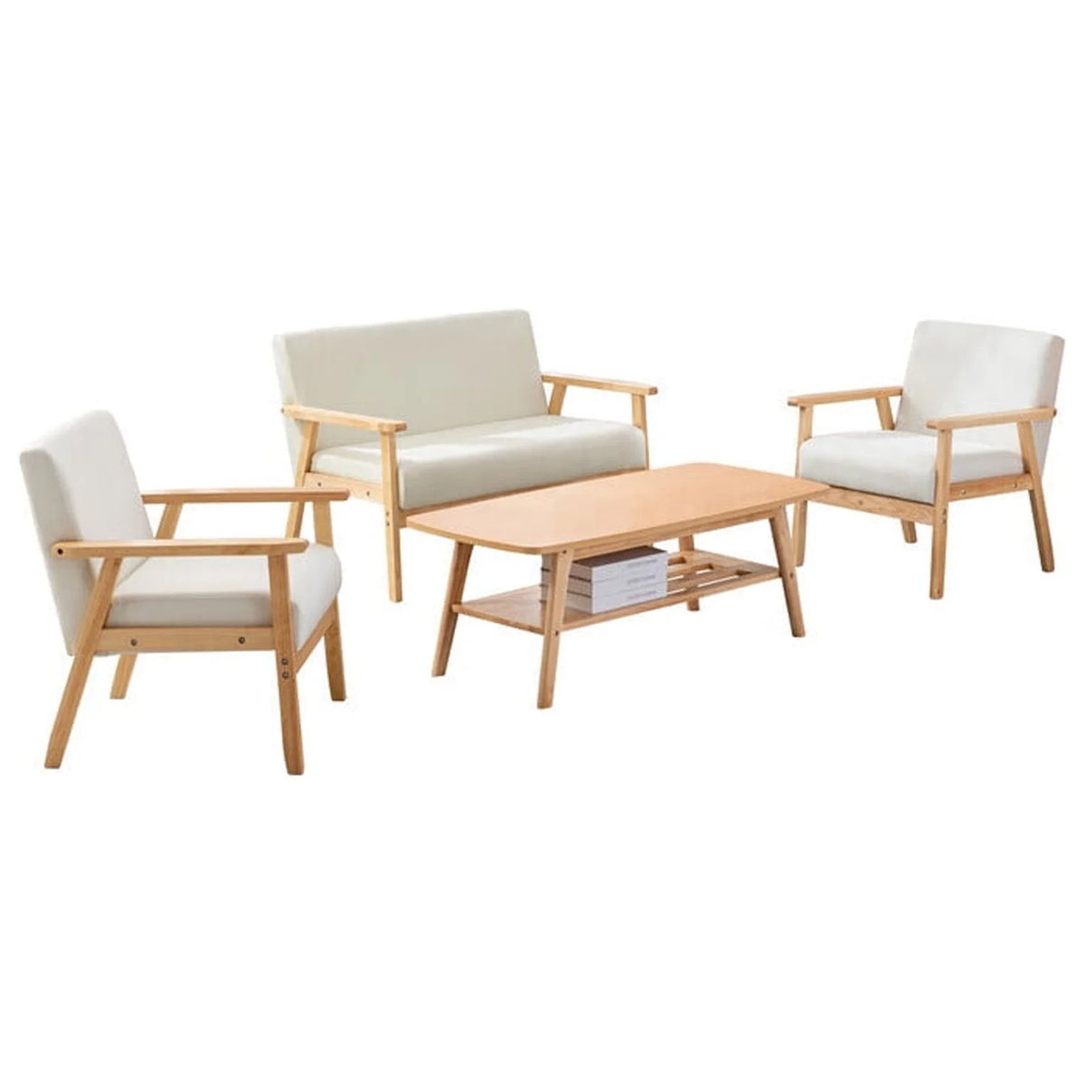 Beige Loveseat and 2 Chair Set K1002
