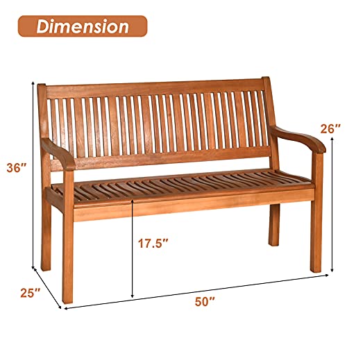 Wooden Bench with Curved Armrest & Backrest F1713