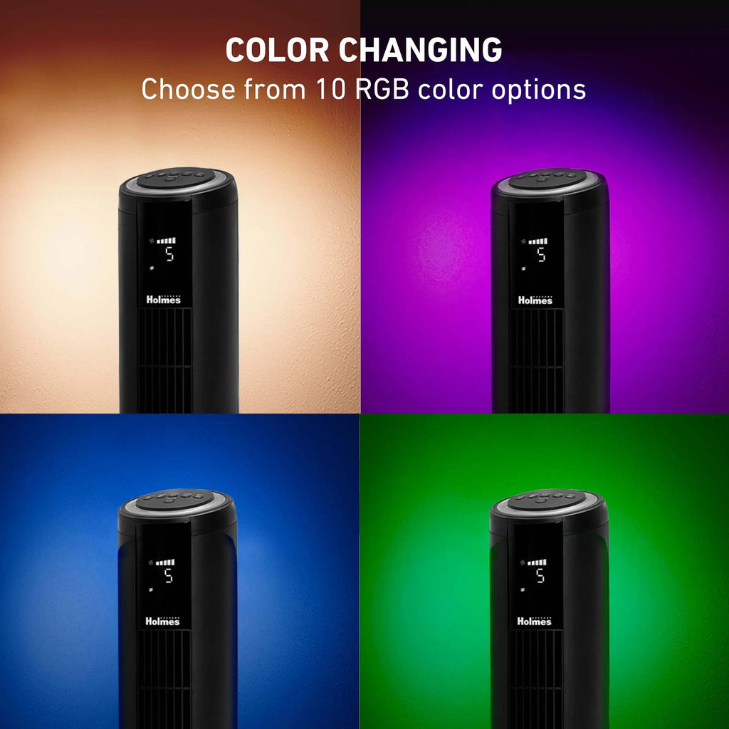 42 Oscillating Digital Tower Fan with Remote Control, Black I3050