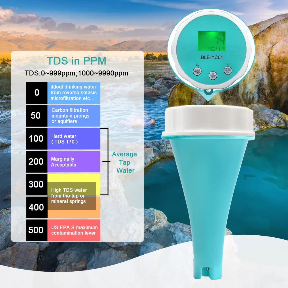 Portable 6 In 1 Water Quality Tester LCD W632342