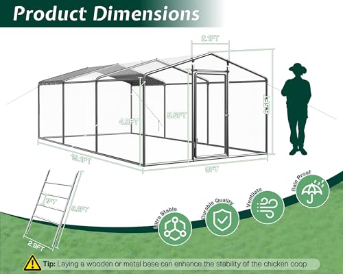 9x25.3x6.4 FT Walk-in Chicken Coop with PE Cover Z5923