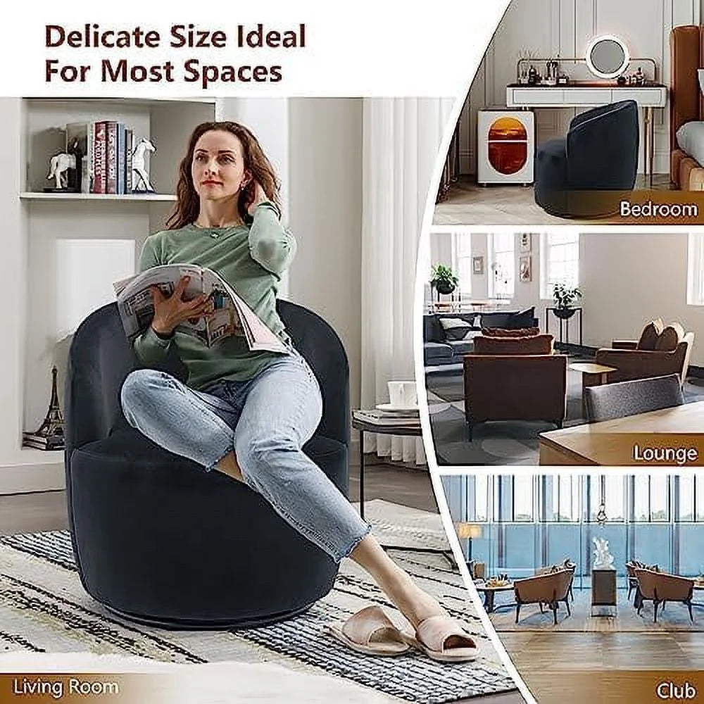 Black Velvet Swivel Barrel Accent Chairs Set of 2 W82801