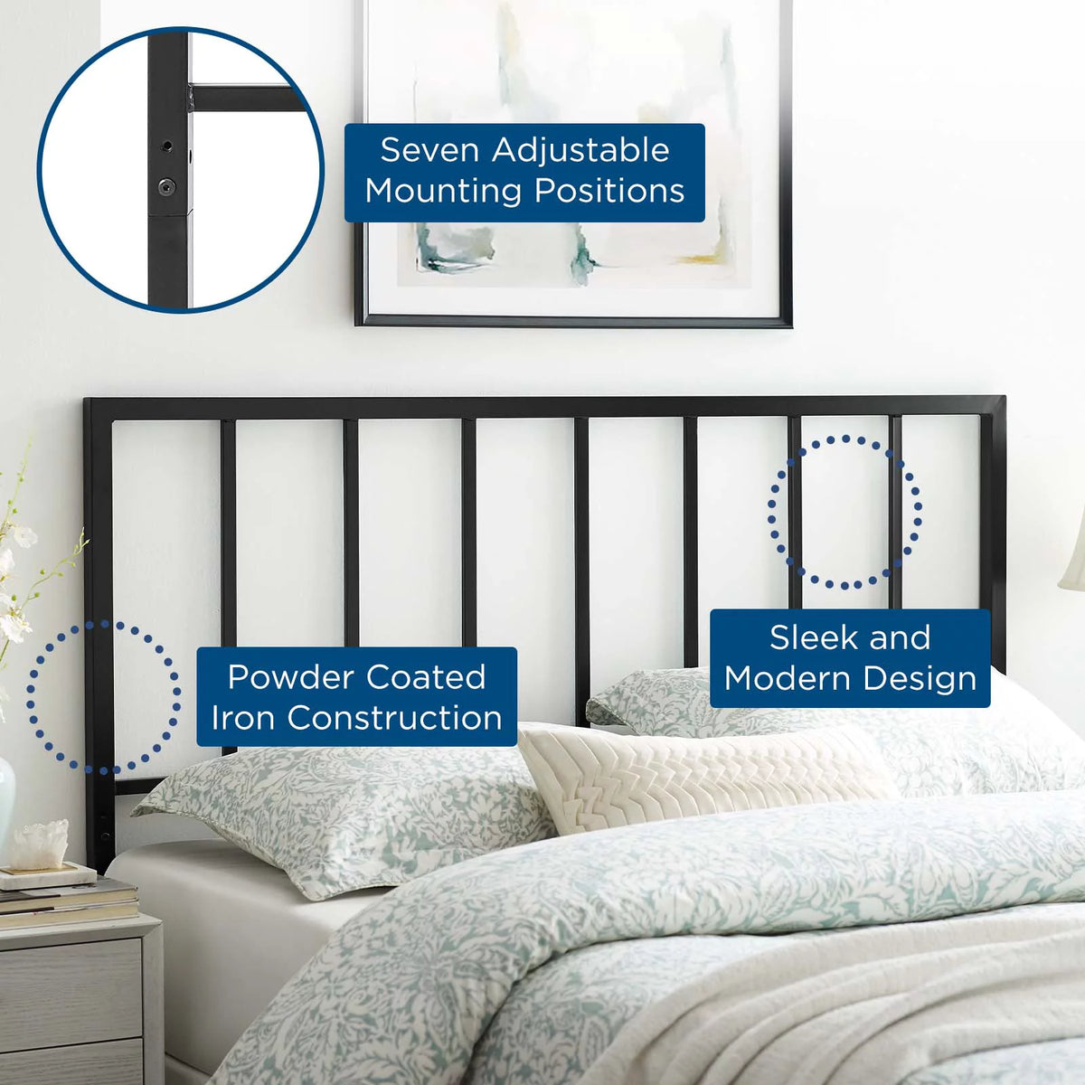 Black Full Metal Headboard L97612
