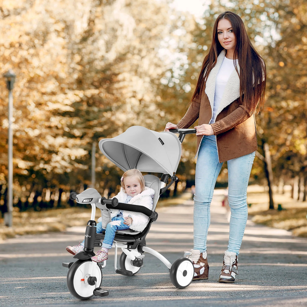 Folding Baby Tricycle Toddler Bike Stroller Gray H199079