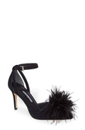 Black Leather Ankle Strap Pump Z918