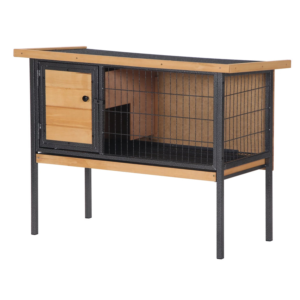 Wooden Rabbit House with Roof Q3968