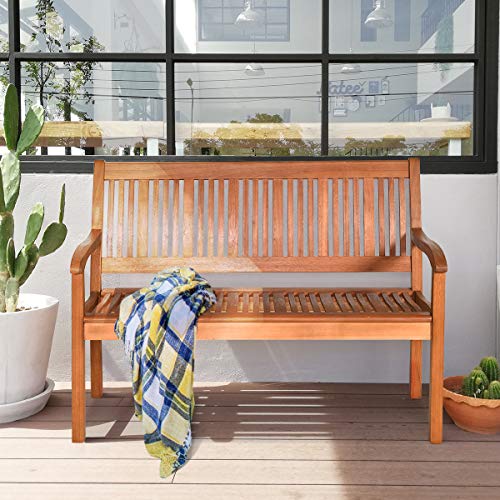 Wooden Bench with Curved Armrest & Backrest F1713