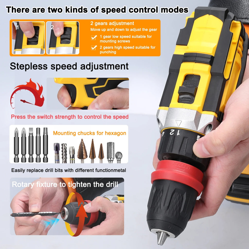 Electric Screwdriver 21V Brushed Motor Drill Set W6567