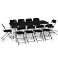 11 Pieces 6 Ft Black Foldable Plastic Card Table and Chair Set Y60443