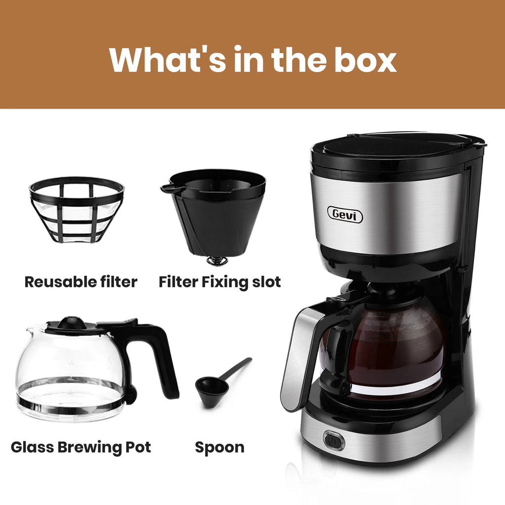 4-Cup Drip Coffee Maker with Glass Carafe O872