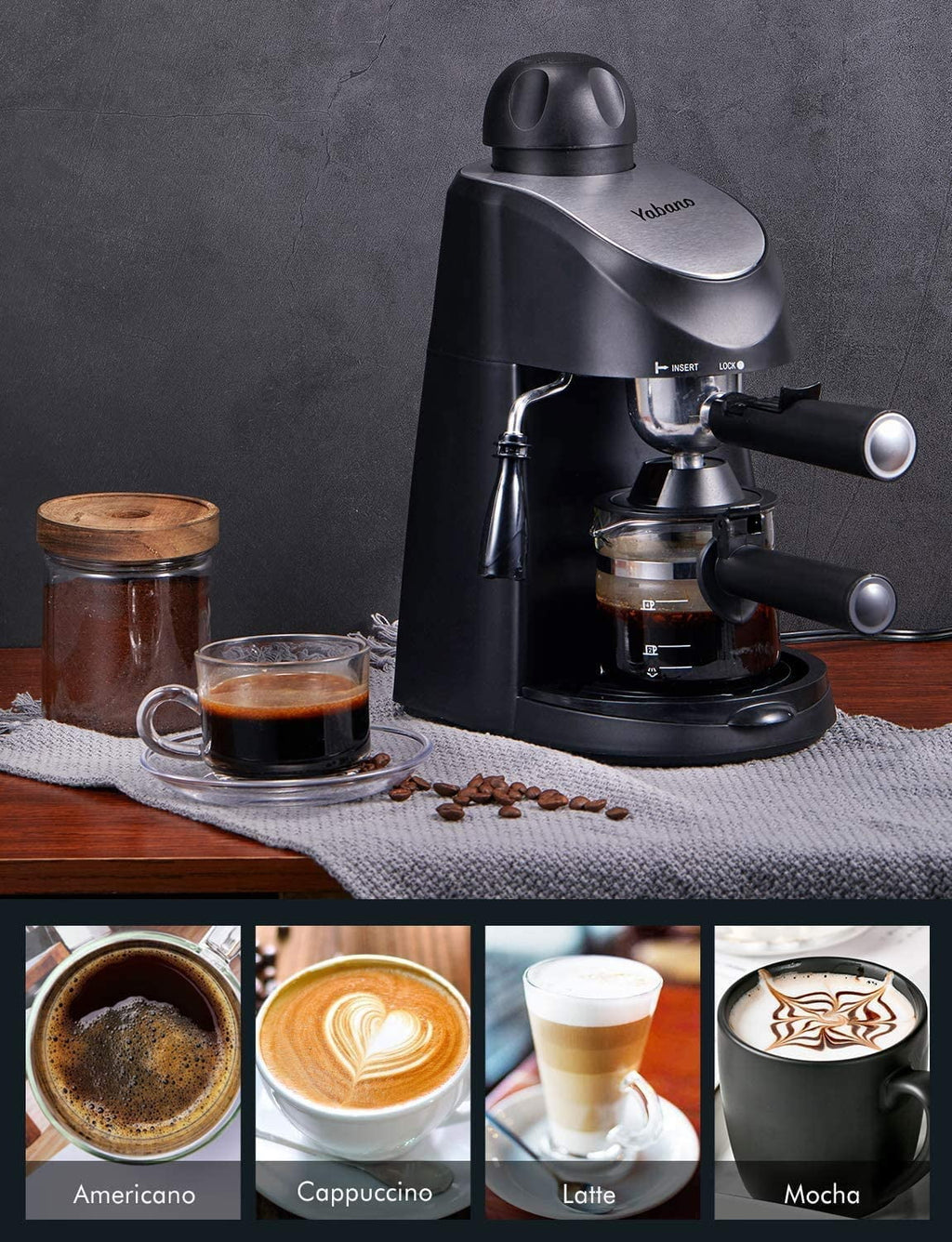 3.5 Bar 4 Cup Steam Espresso Cappuccino Maker with Milk Frother W404084