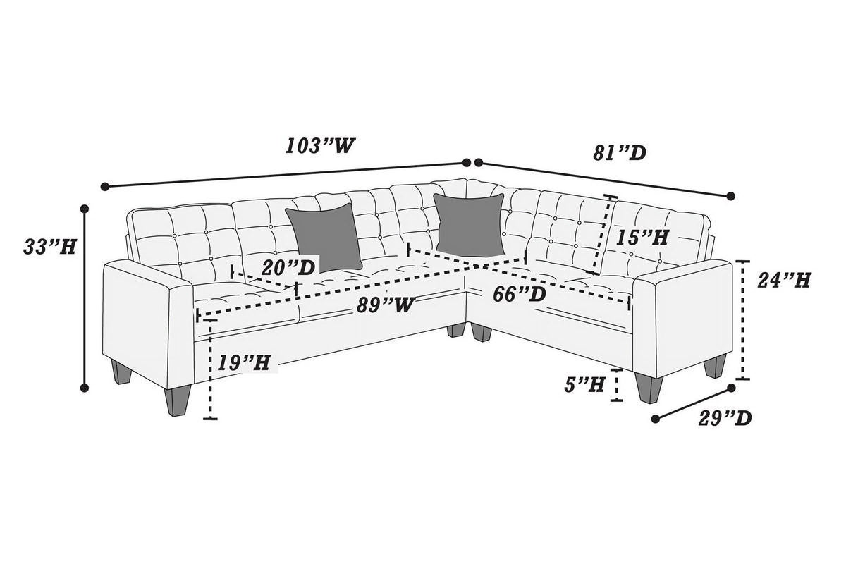 Espresso 4pcs Bonded Leather Sectional Sofa W275