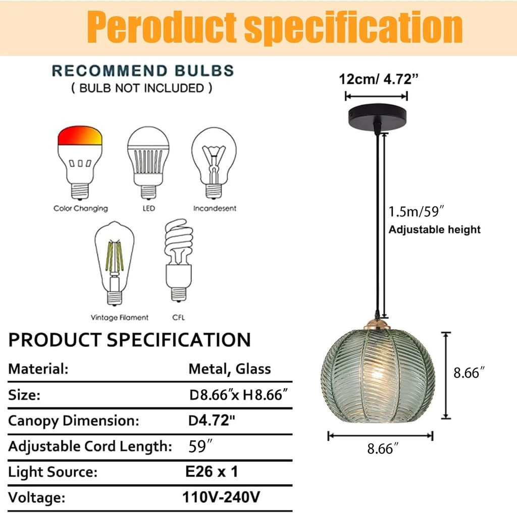 Green Glass Pendant Light Fixtures 2-Pack P956735