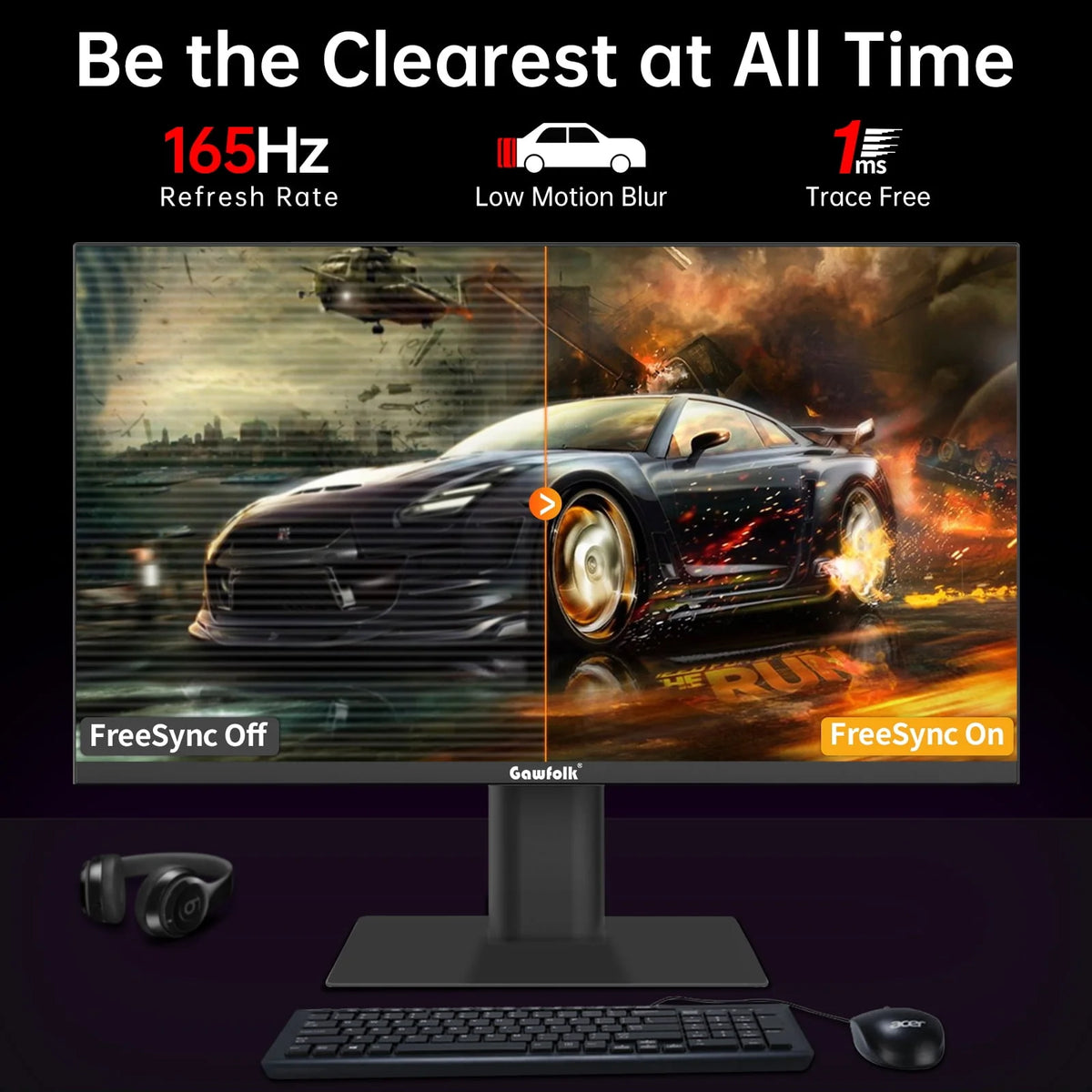 24.5 inch Curved Gaming Monitor 180hz FHD Frameless VA Black Y10463
