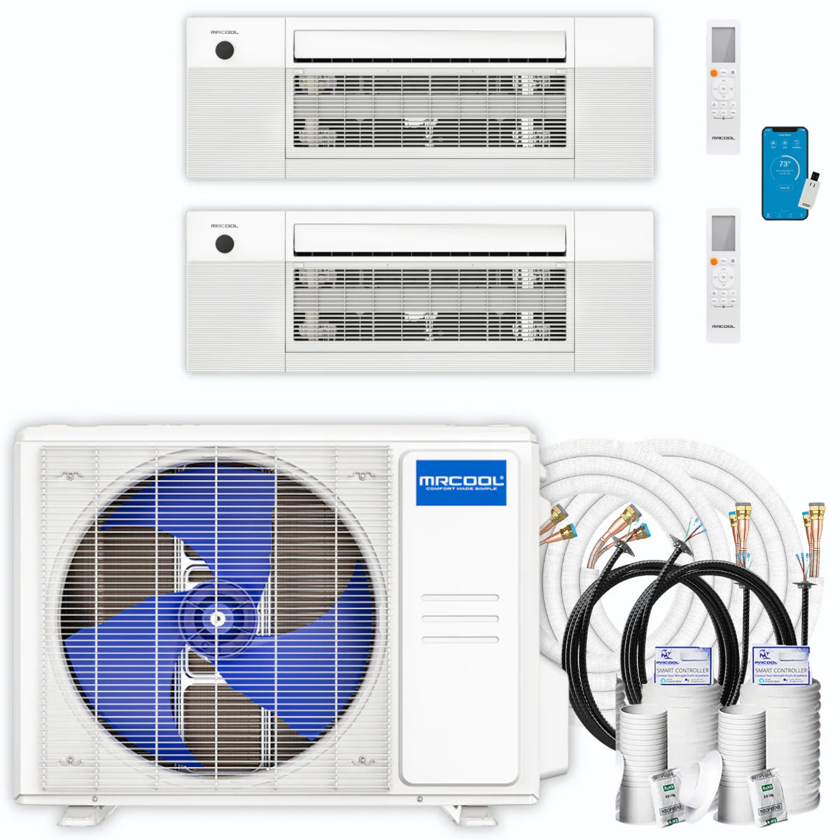 21,000 BTU 2 Zone Ceiling Cassette Ductless Air Conditioner and Heat Pump T257148