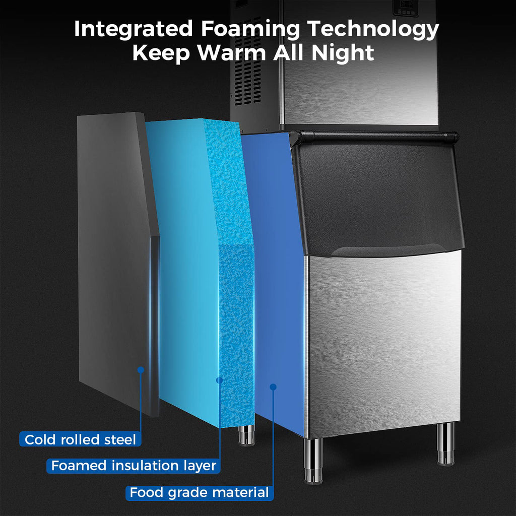 Commercial Ice Maker Machine with 200LBS Storage Ice Bin D670