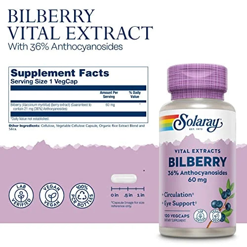 Bilberry Berry Extract 60 mg 120 VegCaps L21339