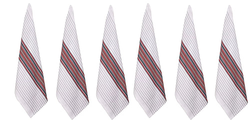 100% Cotton White Waffle Stripes Kitchen Towels Set of 6 N94063