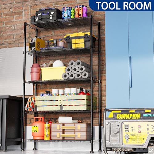 5-Wire Metal Storage Rack Adjustable Shelves T8434