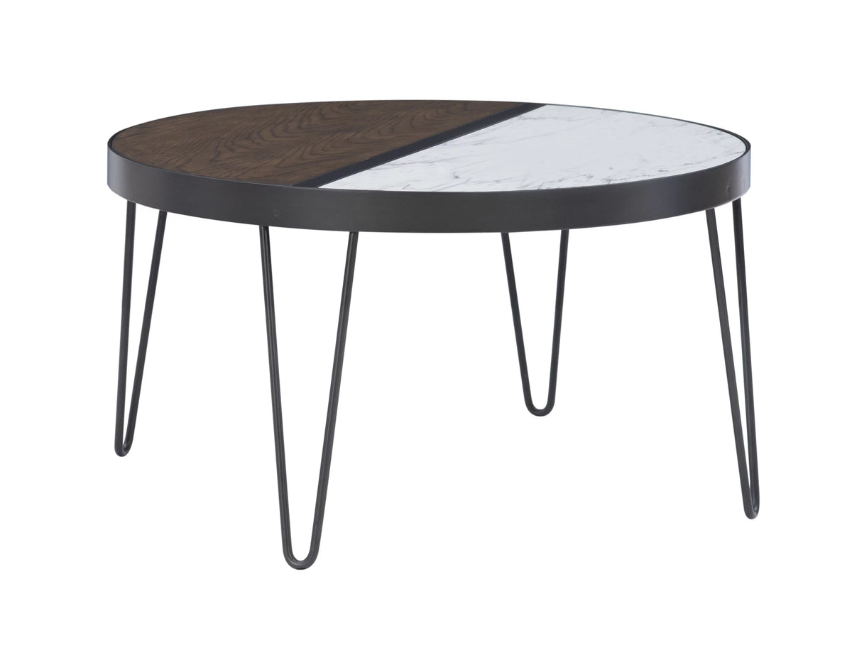 Round Mid-Century Coffee Table with Hairpin Legs, Walnut Y92475