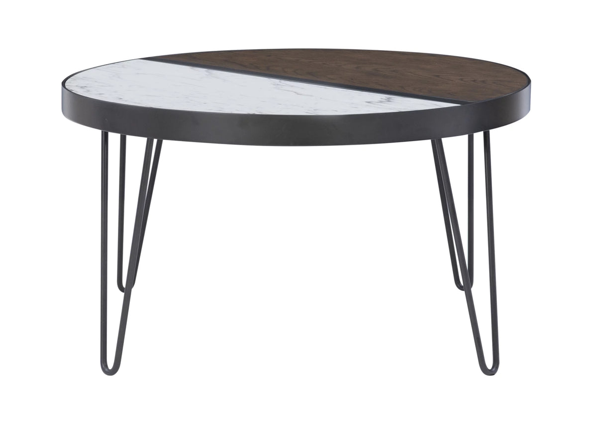 Round Mid-Century Coffee Table with Hairpin Legs, Walnut Y92475