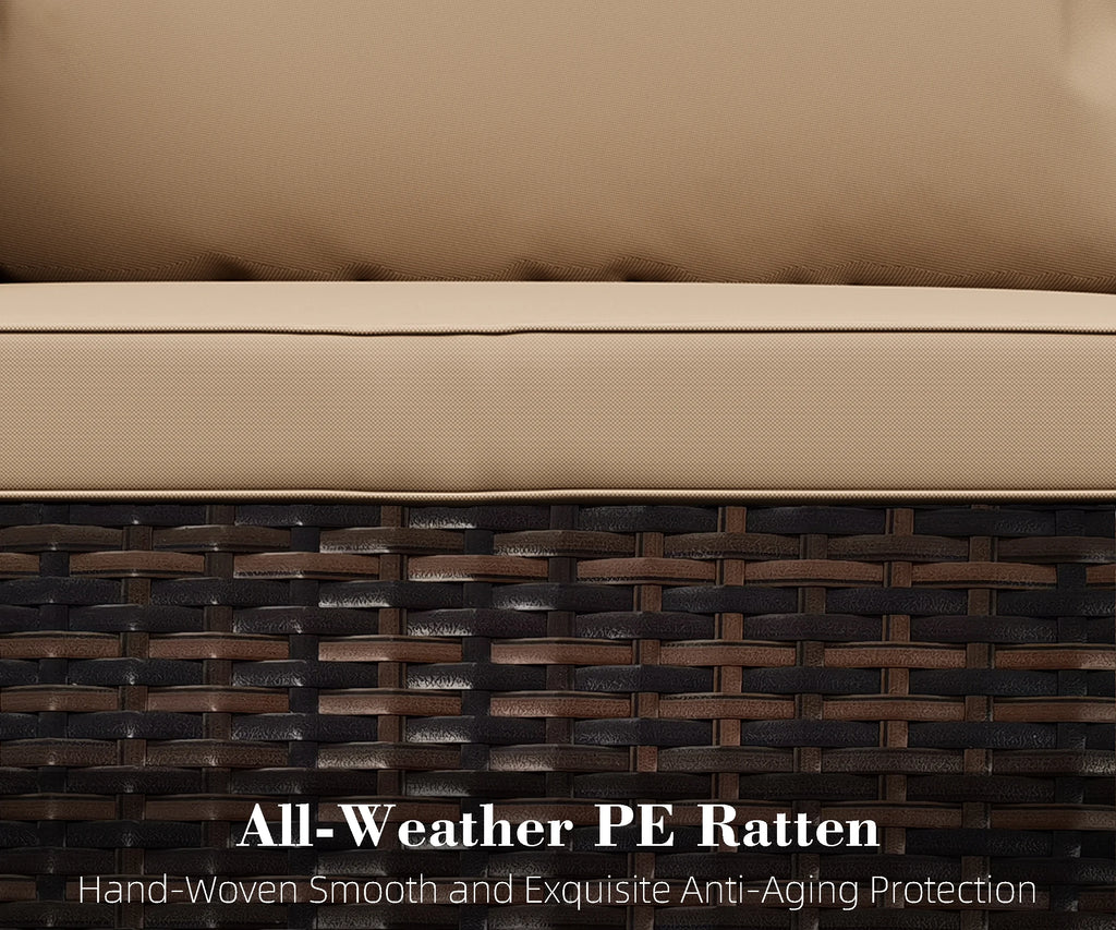 4-Piece Outdoor Rattan Wicker Sofa Set with Cushions & Coffee Table H583629