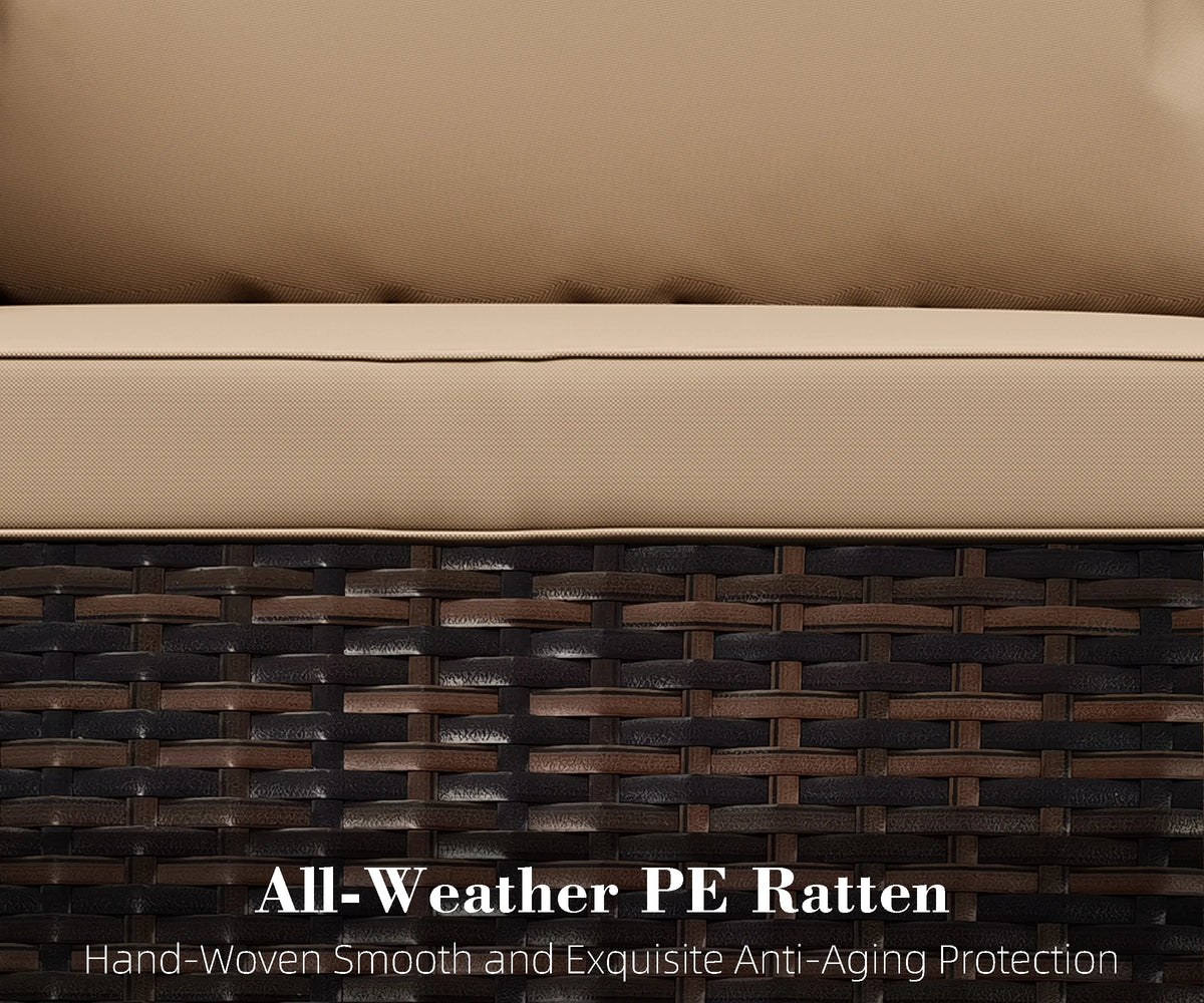 4-Piece Outdoor Rattan Wicker Sofa Set with Cushions & Coffee Table H583629