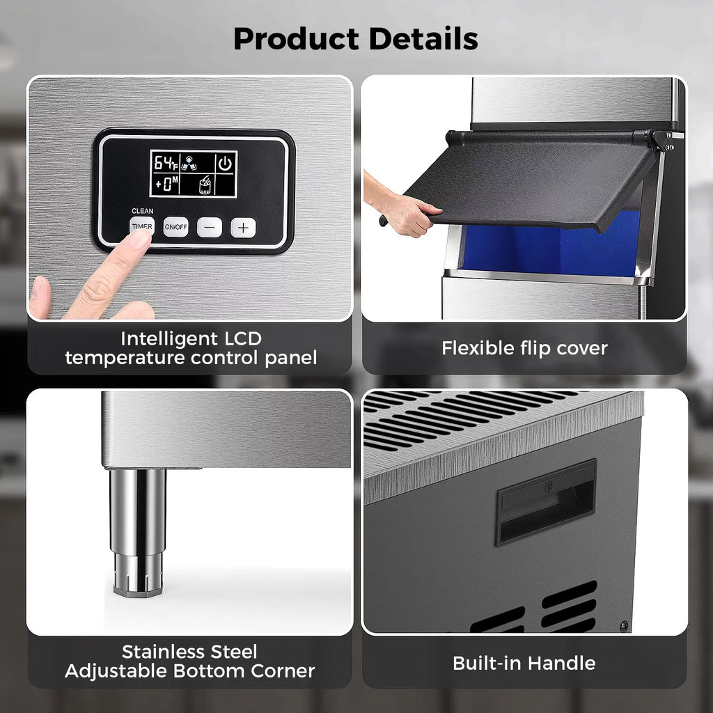 Commercial Ice Maker Machine with 200LBS Storage Ice Bin D670