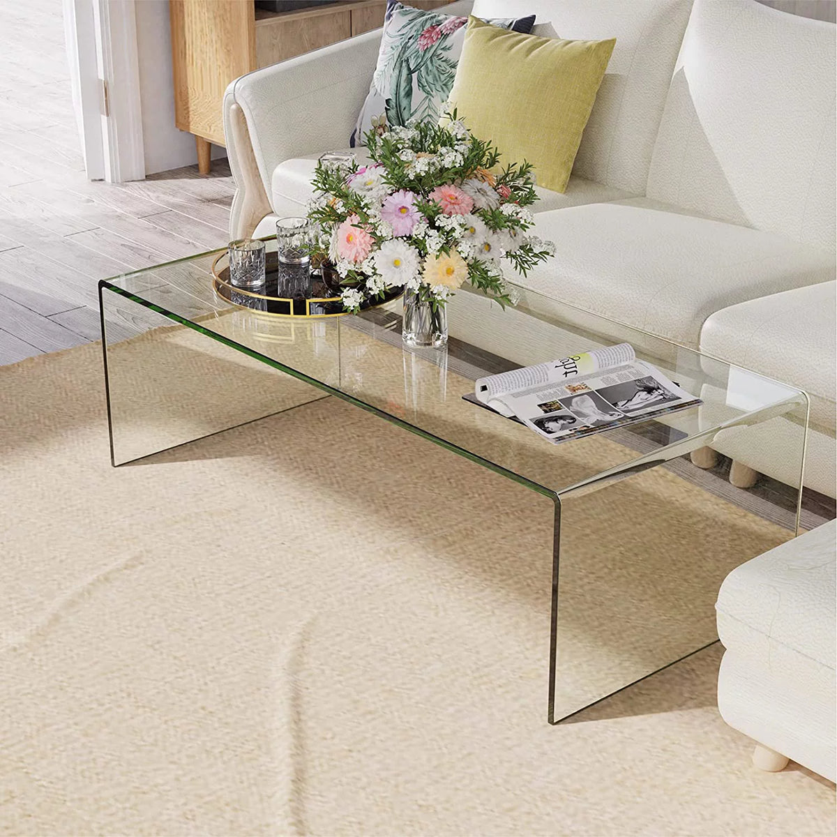 Glass Coffee Table with Smooth Round Edges E820