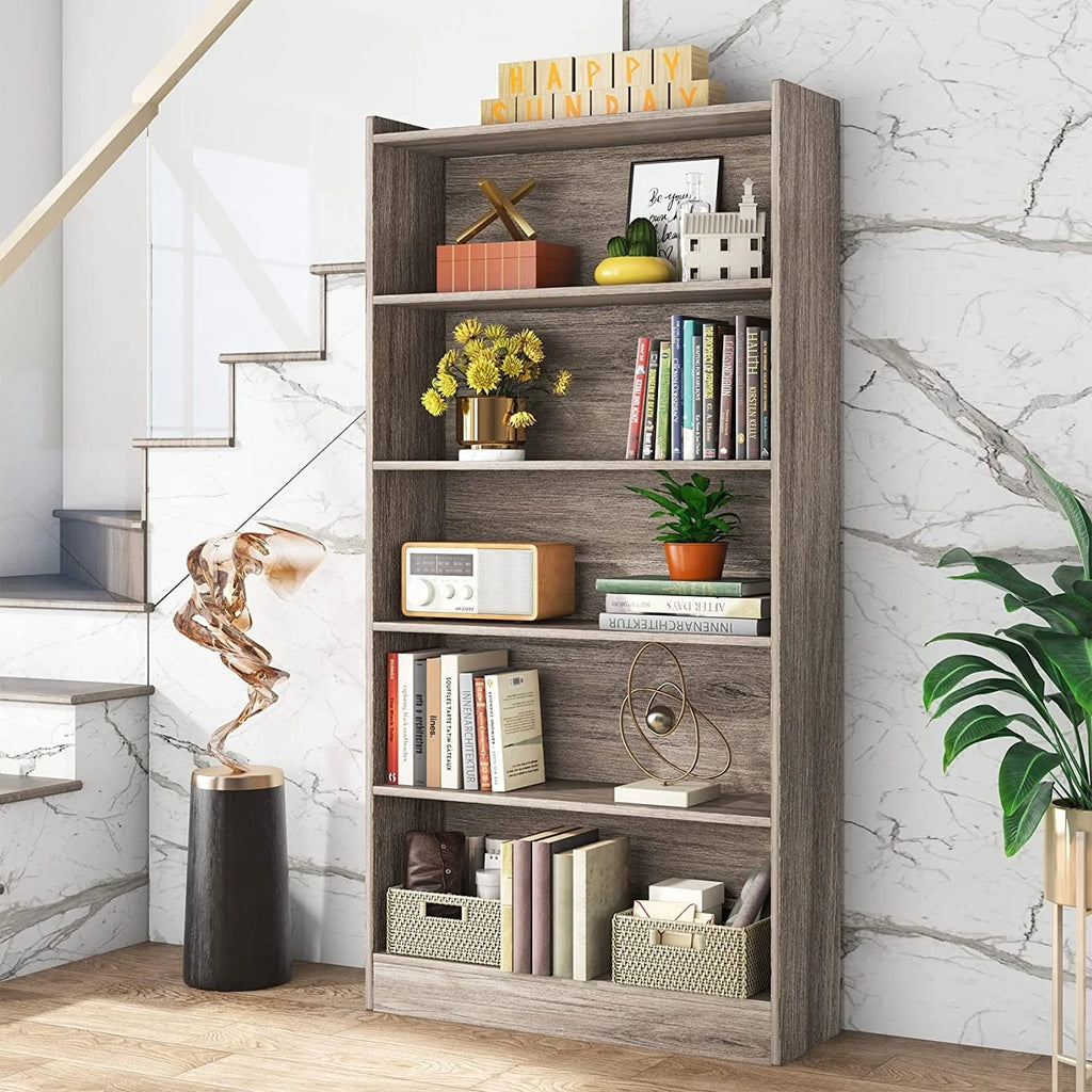 6-Tier Grey Wood Bookcase M684856