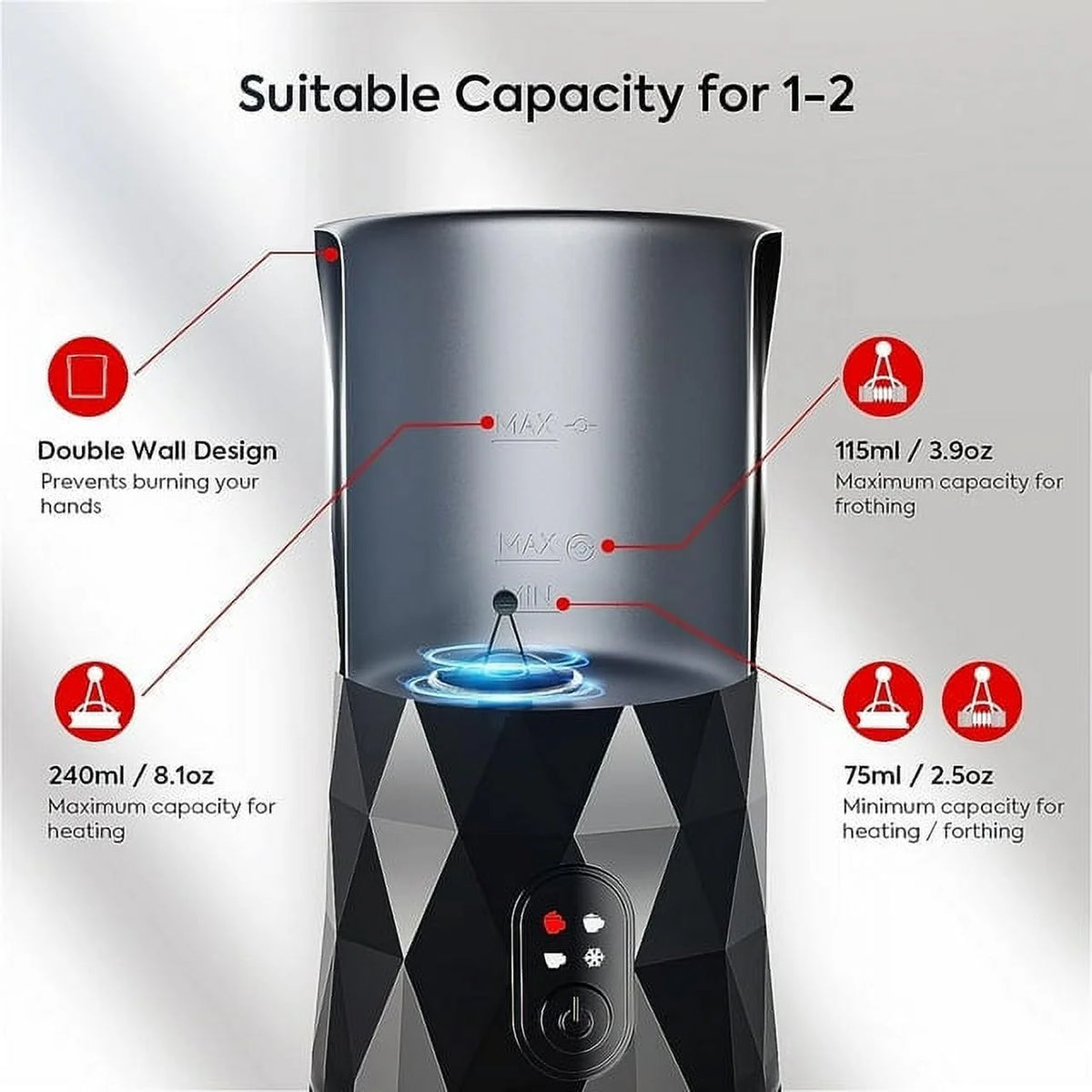 240ML Electric Milk Frother Stainless Steel Y27572