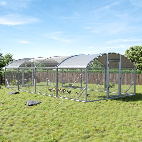 9x25.3x6.4 FT Walk-in Chicken Coop with PE Cover Z5923