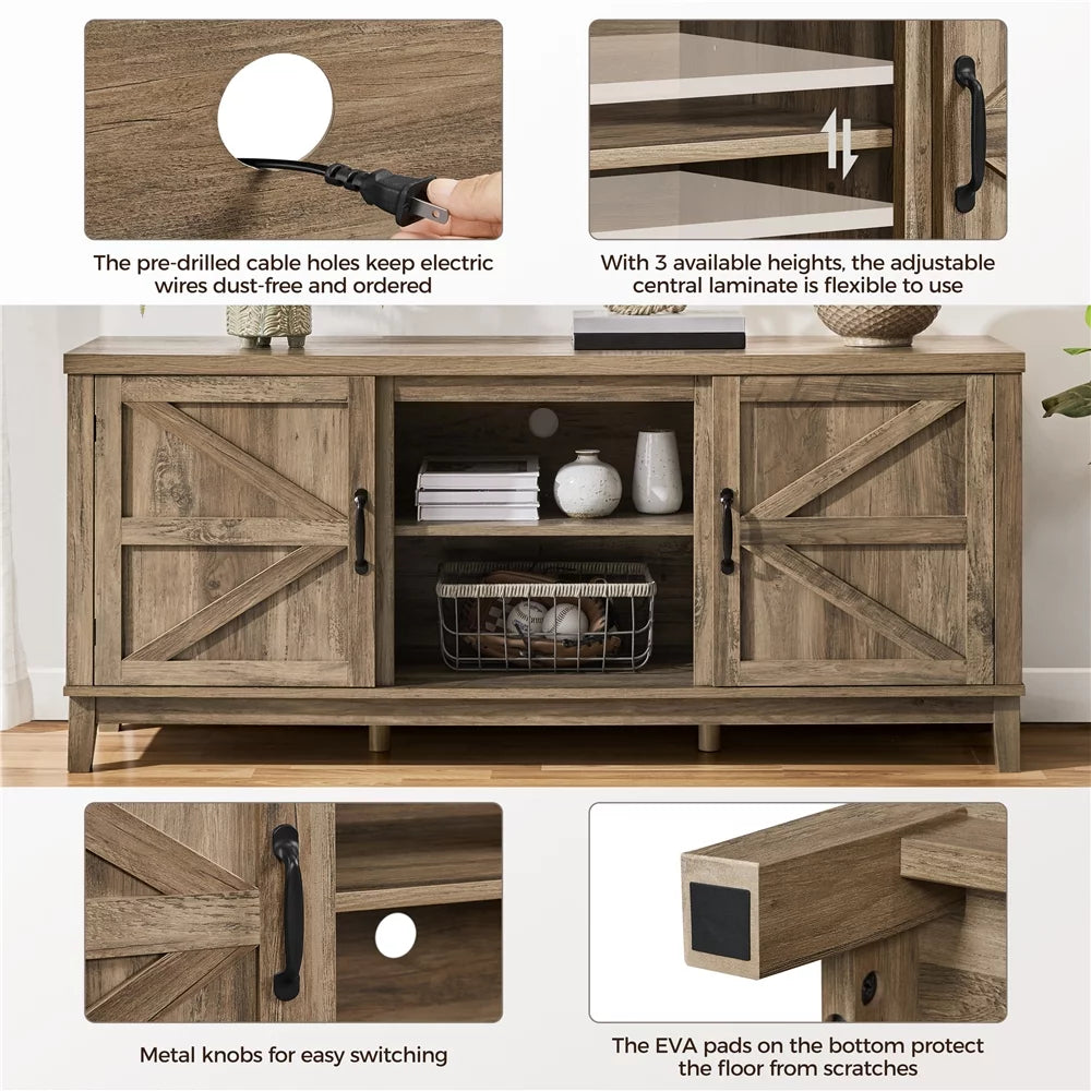 Rustic Oak Storage TV Stand B784