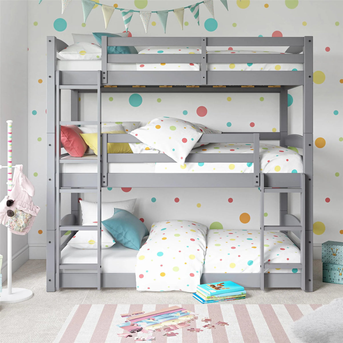 Twin Over Twin Over Twin Convertible Bunk Bed Y363203
