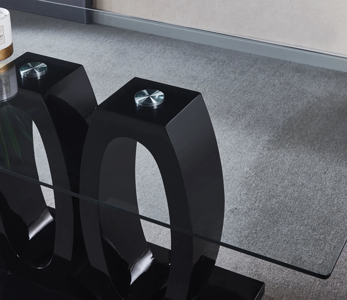 Tempered Glass Top Double Pedestal Dining Table O83922