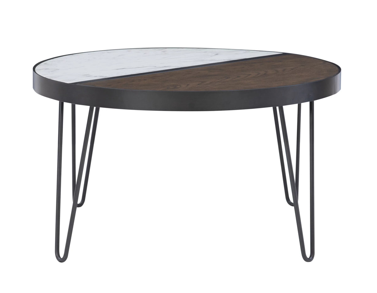 Round Mid-Century Coffee Table with Hairpin Legs, Walnut Y92475