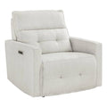 White Fabric Power Reclining Chair with Power Headrest G28516