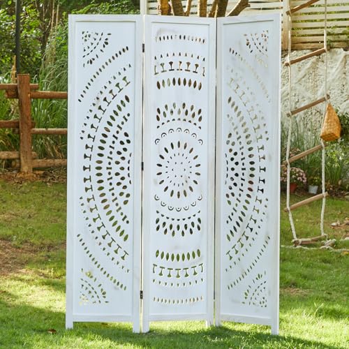 66.9 Inch 6 Panels Wood Carved Folding Room Divider R16229