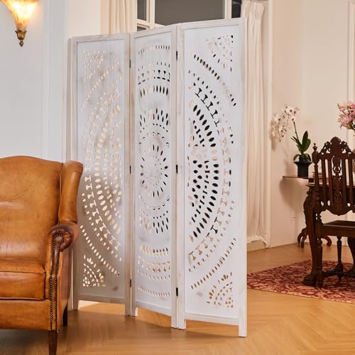66.9 Inch 6 Panels Wood Carved Folding Room Divider R16229