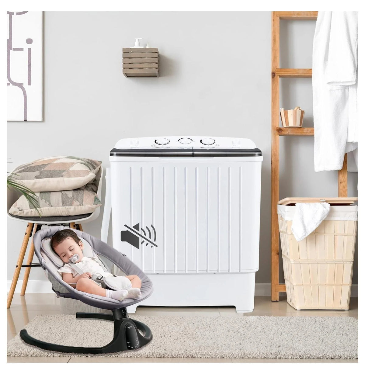 Portable Mini Tub Washer and Dryer Combo 20 lbs Black I41220