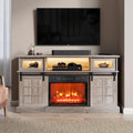 Gray Fireplace TV Stand with 23" Electric Fireplace and Storage Cabinet L3154